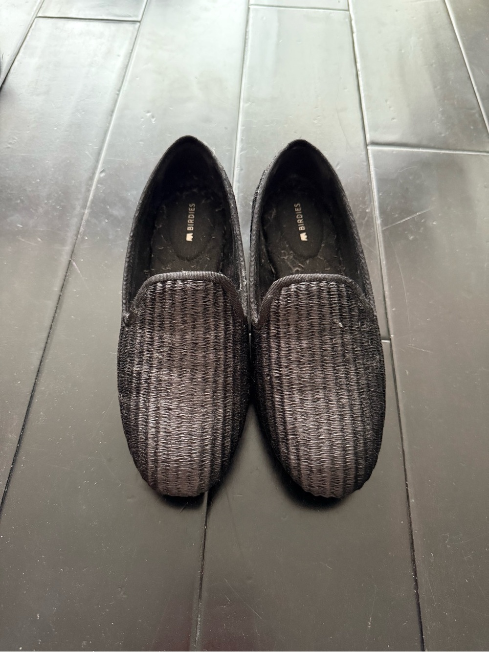 Birdies The Starling Loafers in Black Raffia